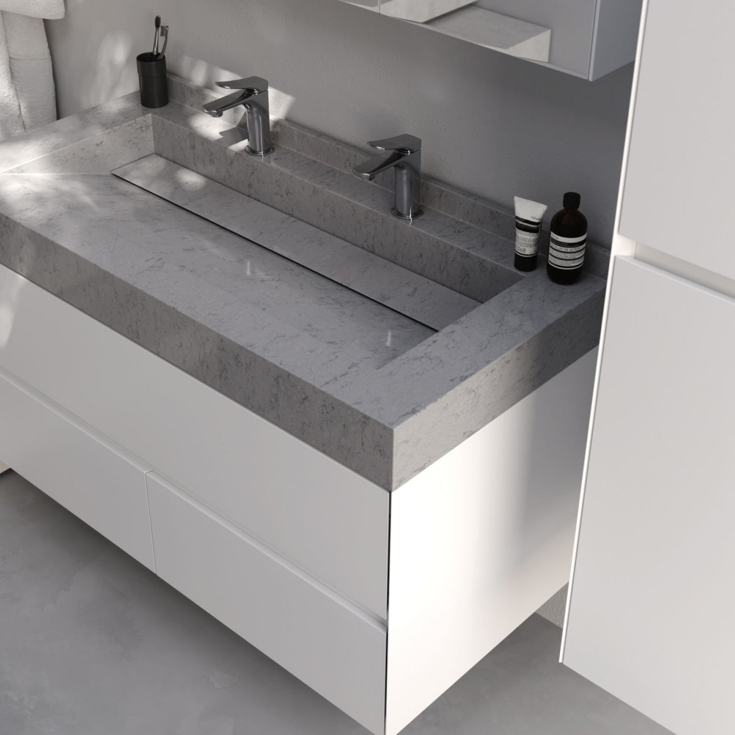 Lucca Matt Cement Grey 90 cm Bathroom Cabinet Set