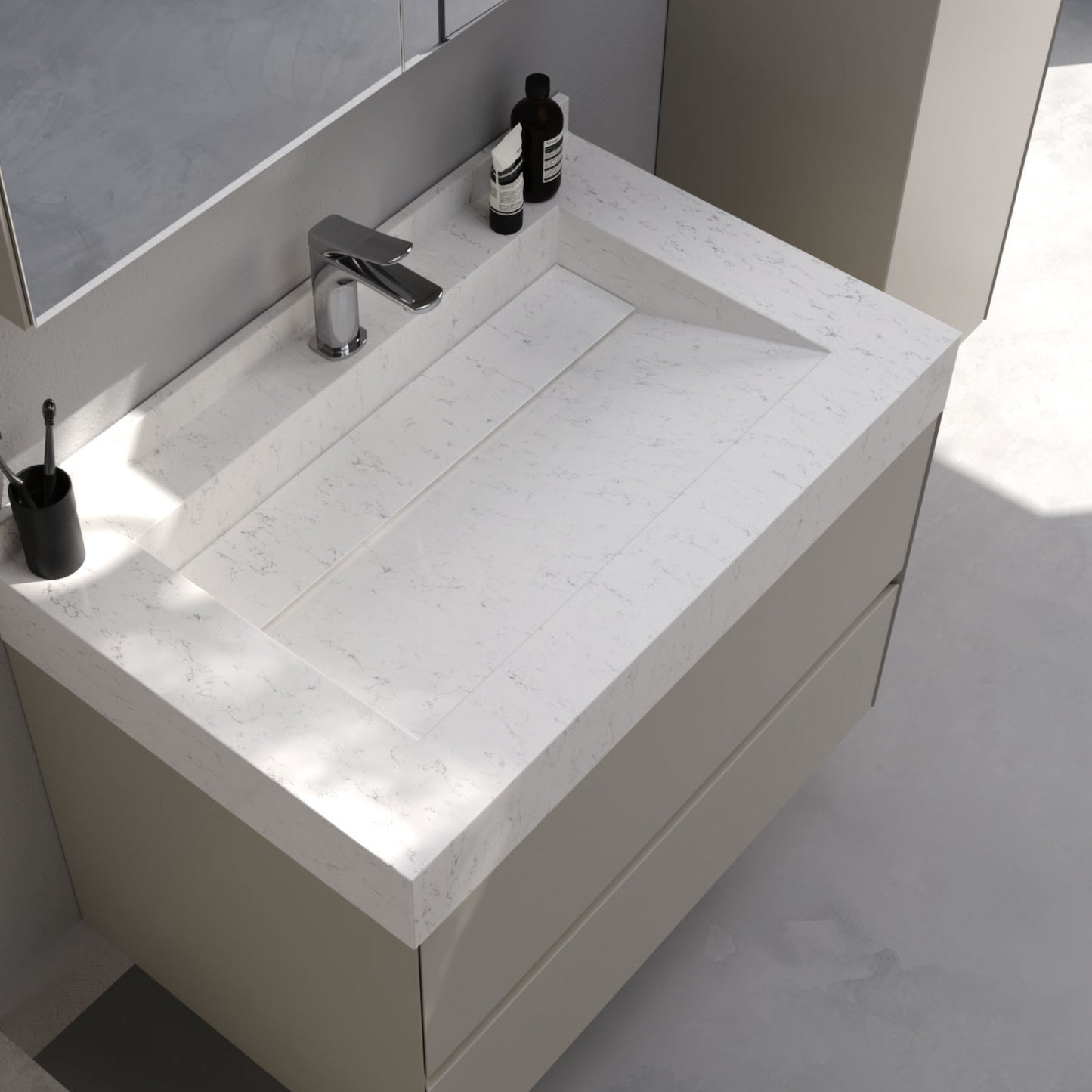 Lucca Matt Cement Grey 120 cm Bathroom Cabinet Set