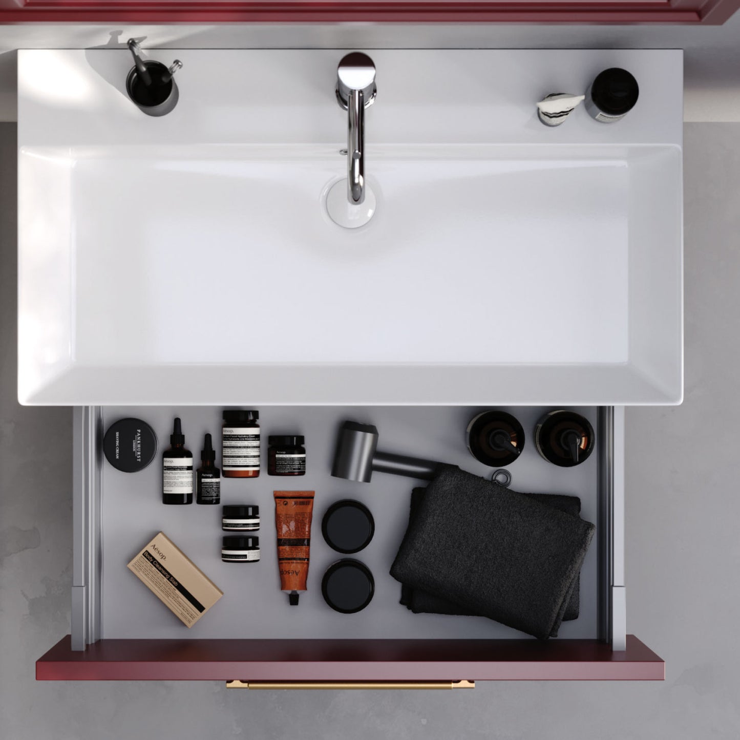 Napoli Matt Cherry 85 cm Bathroom Cabinet Set