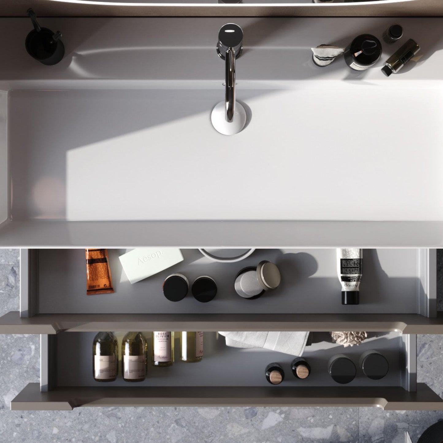 Maddox 85 cm Cement Gray Bathroom Cabinet Set or Single Options - Ready to Install, Pre-Assembled, Wall Mounted