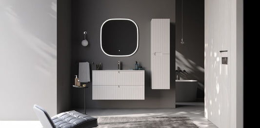 Enza Matt White 100 cm Bathroom Cabinet Set