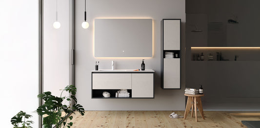 Duru Matt Antracite / Slate Cream 120 cm Bathroom Cabinet Set