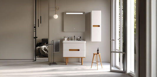 Masal Matt White 80 Cm Bathroom Cabinet Set