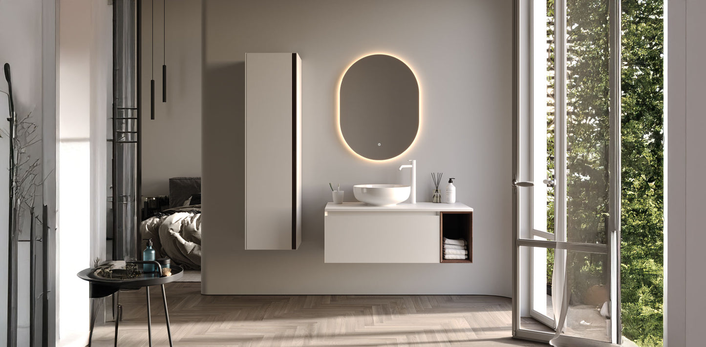 Toledo Matt White 100 cm Bathroom Cabinet Set