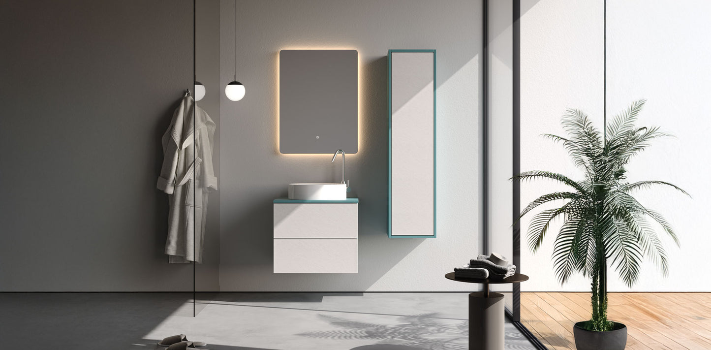 Riva Matt Blue / Slate Cream 60 cm Bathroom Cabinet Set