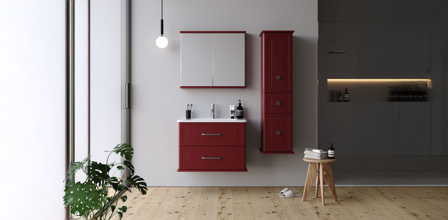 Terra Matt Cherry 80 cm Bathroom Cabinet Set