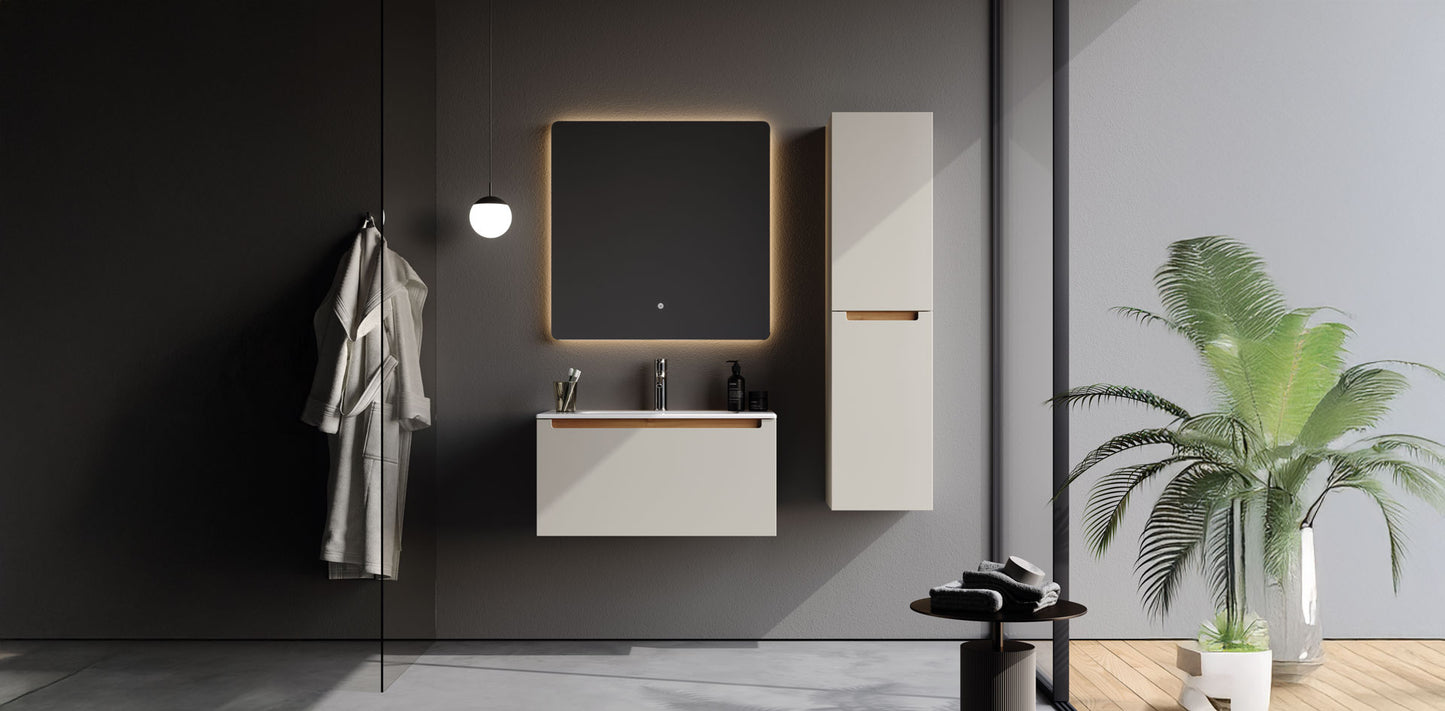 Ibiza Matt Silk Grey 80 cm Bathroom Cabinet Set