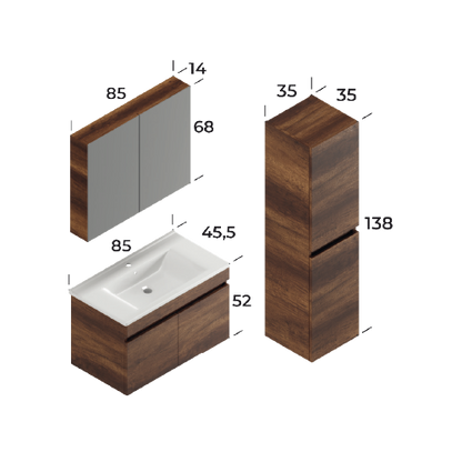 Defne Baroq 85 cm Bathroom Cabinet Set