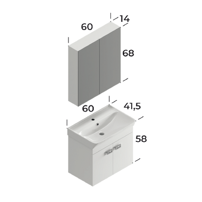 Neon Baroq 60 cm Bathroom Cabinet set
