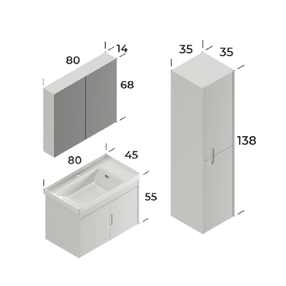 Ada Matt White 80 cm Bathroom Cabinet Set