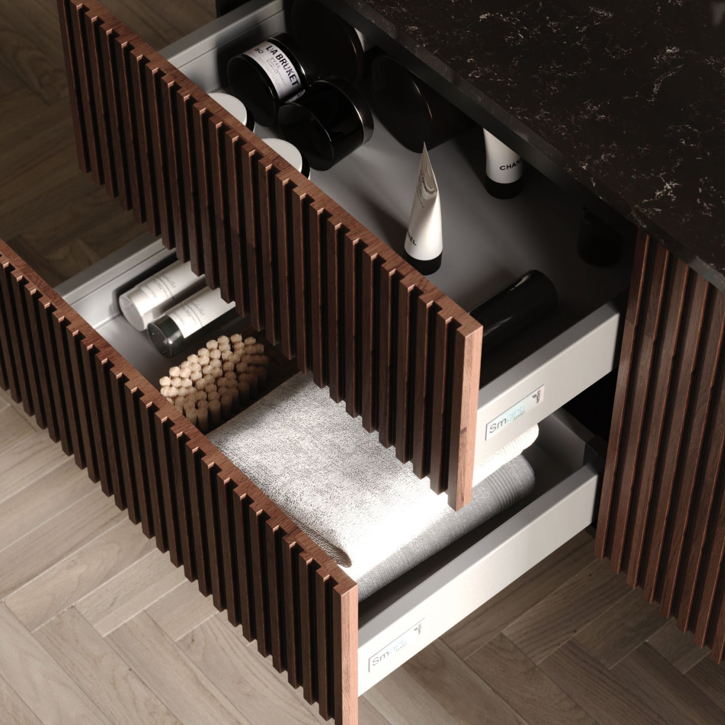 Arte Wood/White 85 cm Bathroom Cabinet Set