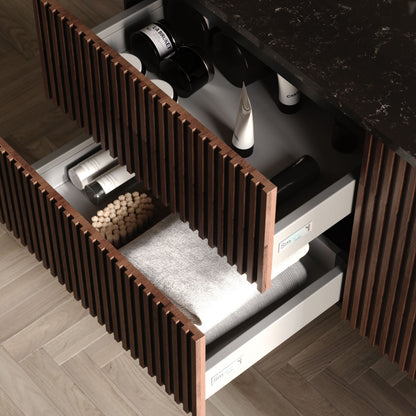 Arte Wood/White 85 cm Bathroom Cabinet Set