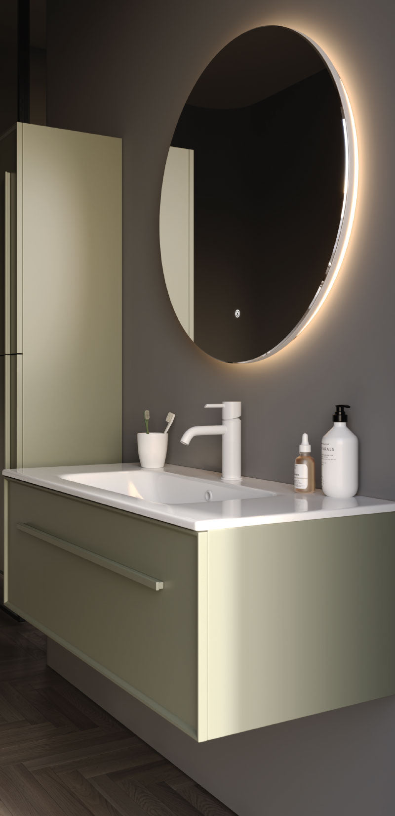 Lugo Matt Silk Grey 60 cm Bathroom Cabinet Set