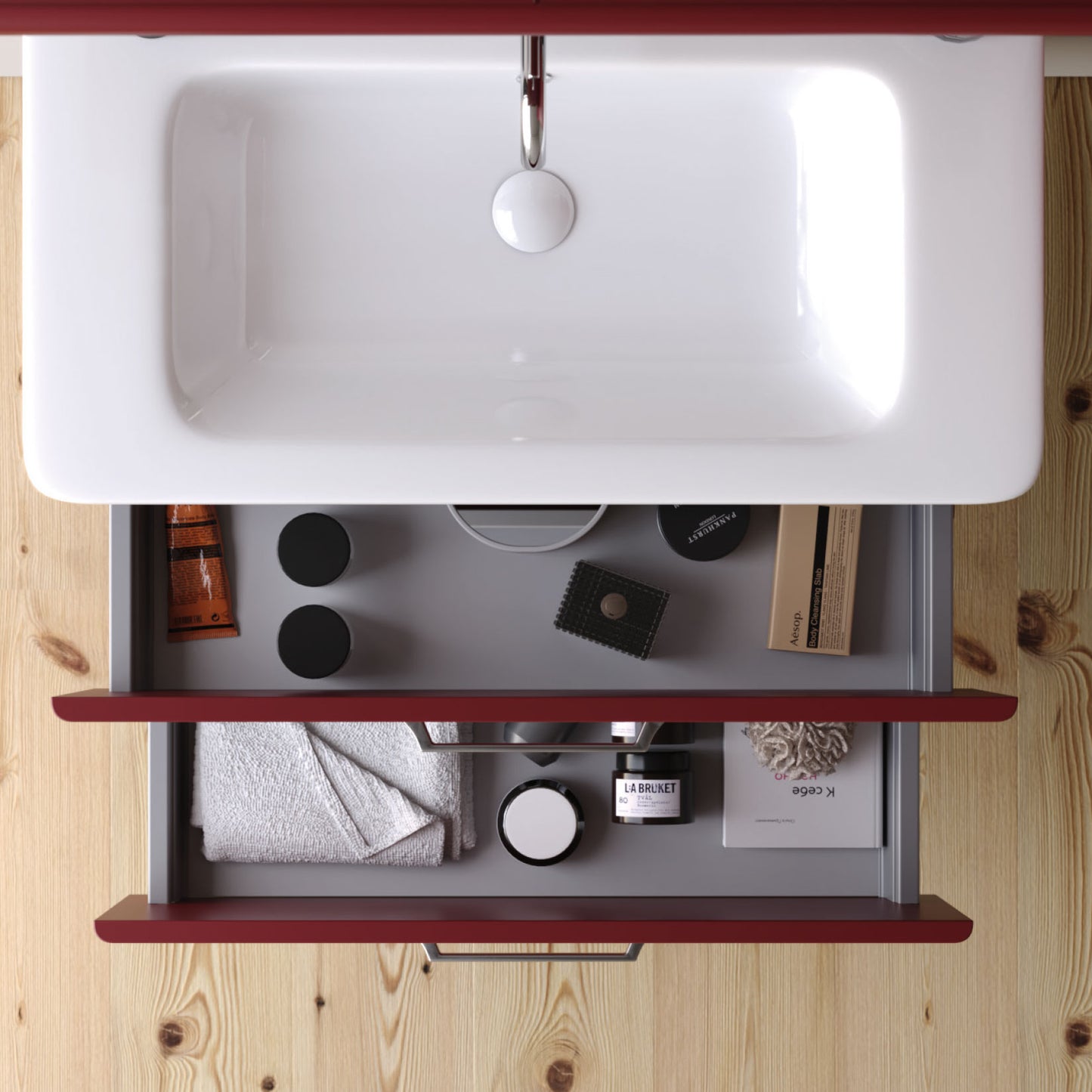 Terra Matt Cherry 80 cm Bathroom Cabinet Set