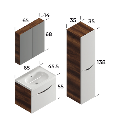 Smile Baroq / Matt white 65 cm Bathroom Cabinet Set
