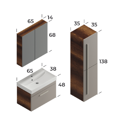 Malta Baroq / Daphne 65 cm Bathroom Cabinet Set