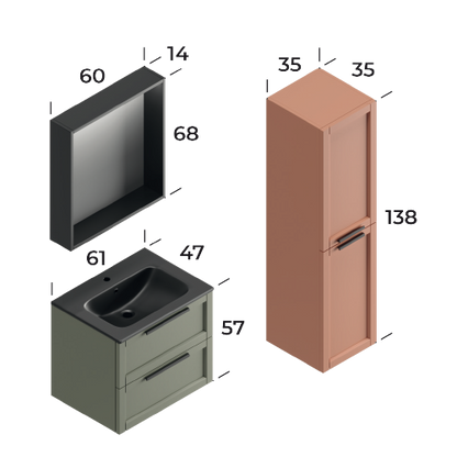 Laguna Matt Cement Grey 60 cm Bathroom Cabinet