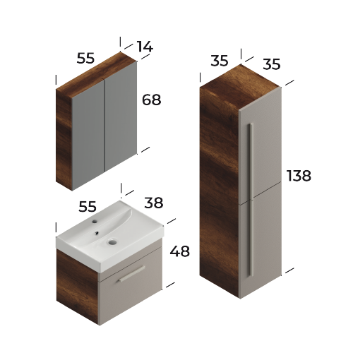 Malta Baroq / Daphne 55 cm Bathroom Cabinet Set