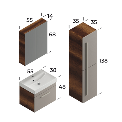 Malta Baroq / Daphne 55 cm Bathroom Cabinet Set