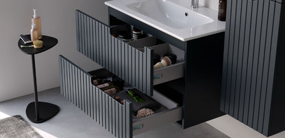 Enza Matt White 100 cm Bathroom Cabinet Set