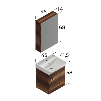 Neon Matt White 45 cm Bathroom Cabinet Set