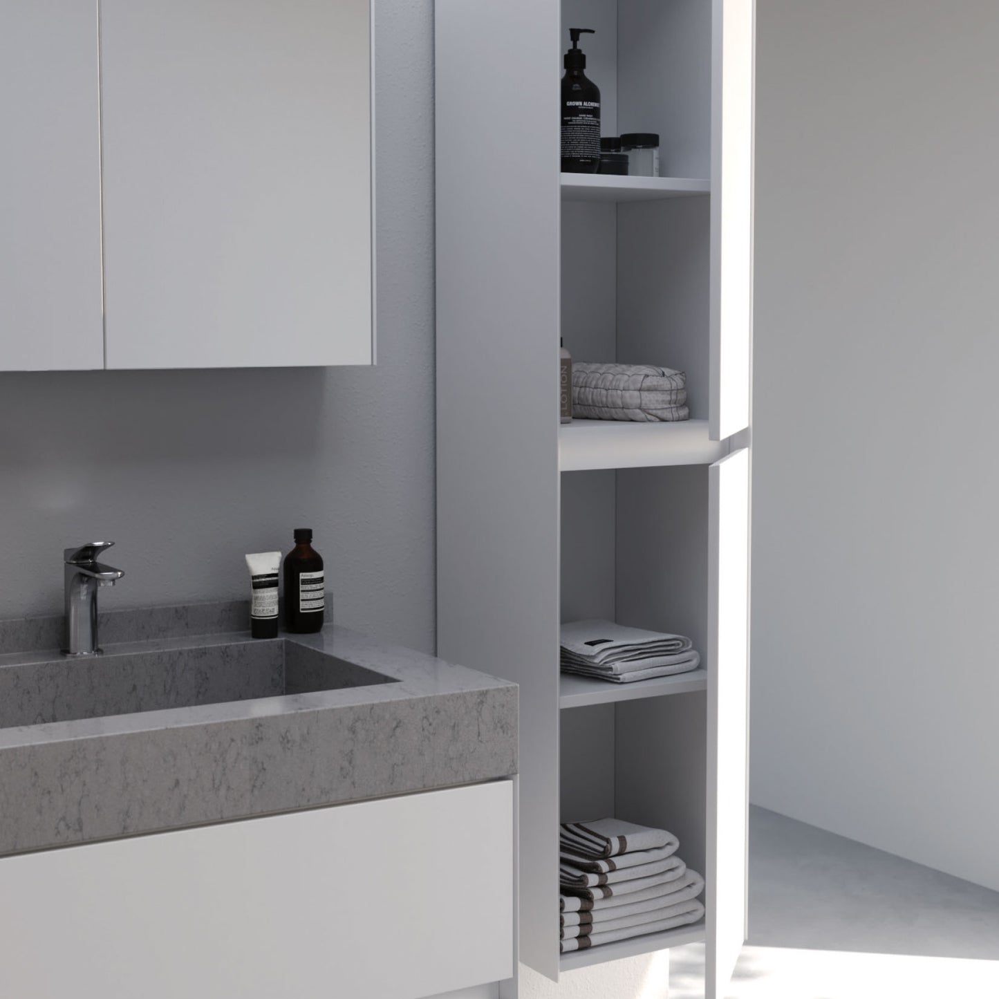 Lucca Matt Cement Grey 90 cm Bathroom Cabinet Set