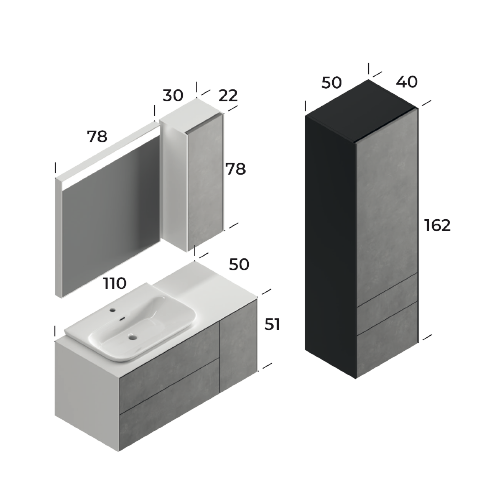 Rodos Grey/White 110 cm
