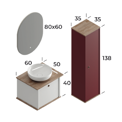 Arma Wood/White 60 cm Bathroom Cabinet Set
