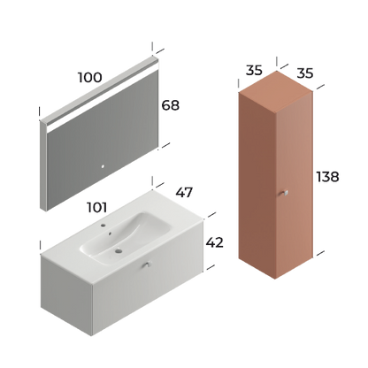 Nova Matt White 100 cm Bathroom Cabinet Set