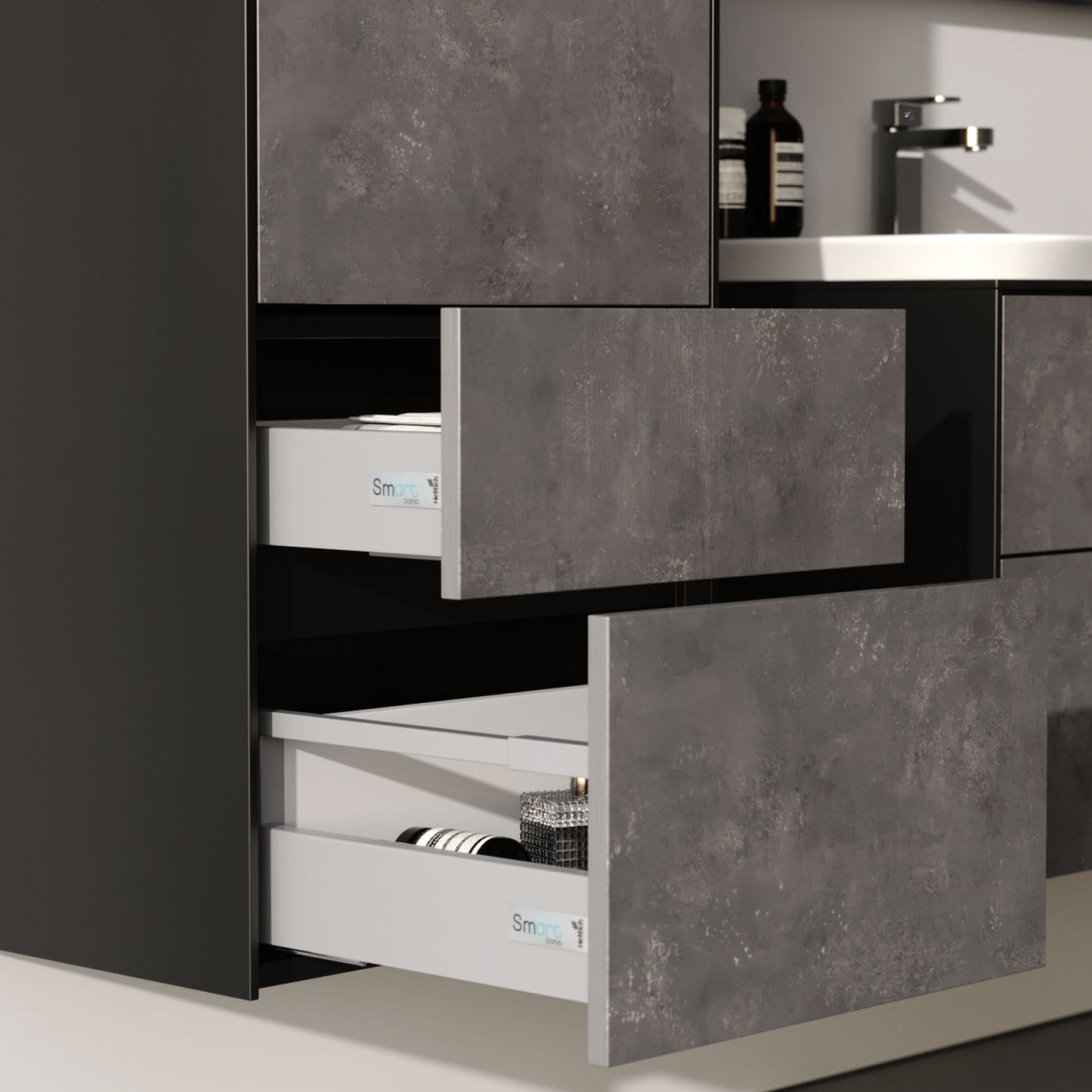 Rodos Grey/Black 85 cm Bathroom Cabinet Set