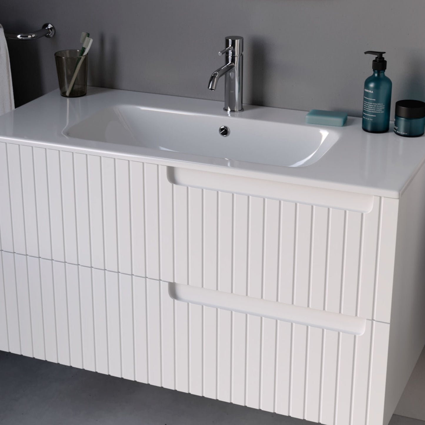 Enza Matt Antracite 80 cm Bathroom Cabinet Set