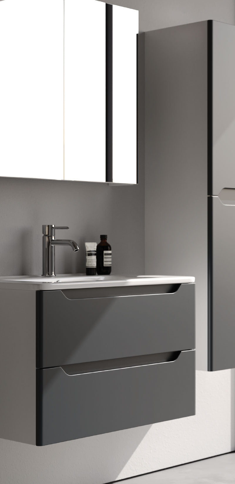 Perla Matt White 60 cm Bathroom Cabinet Set