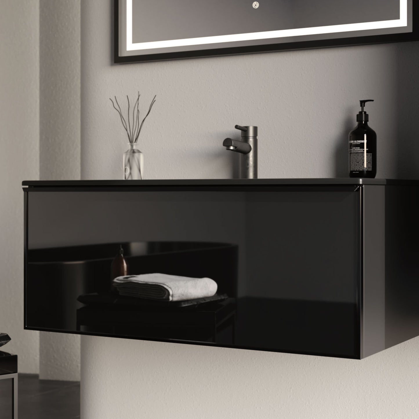 Fonte Black 100 cm Bathroom Cabinet Set