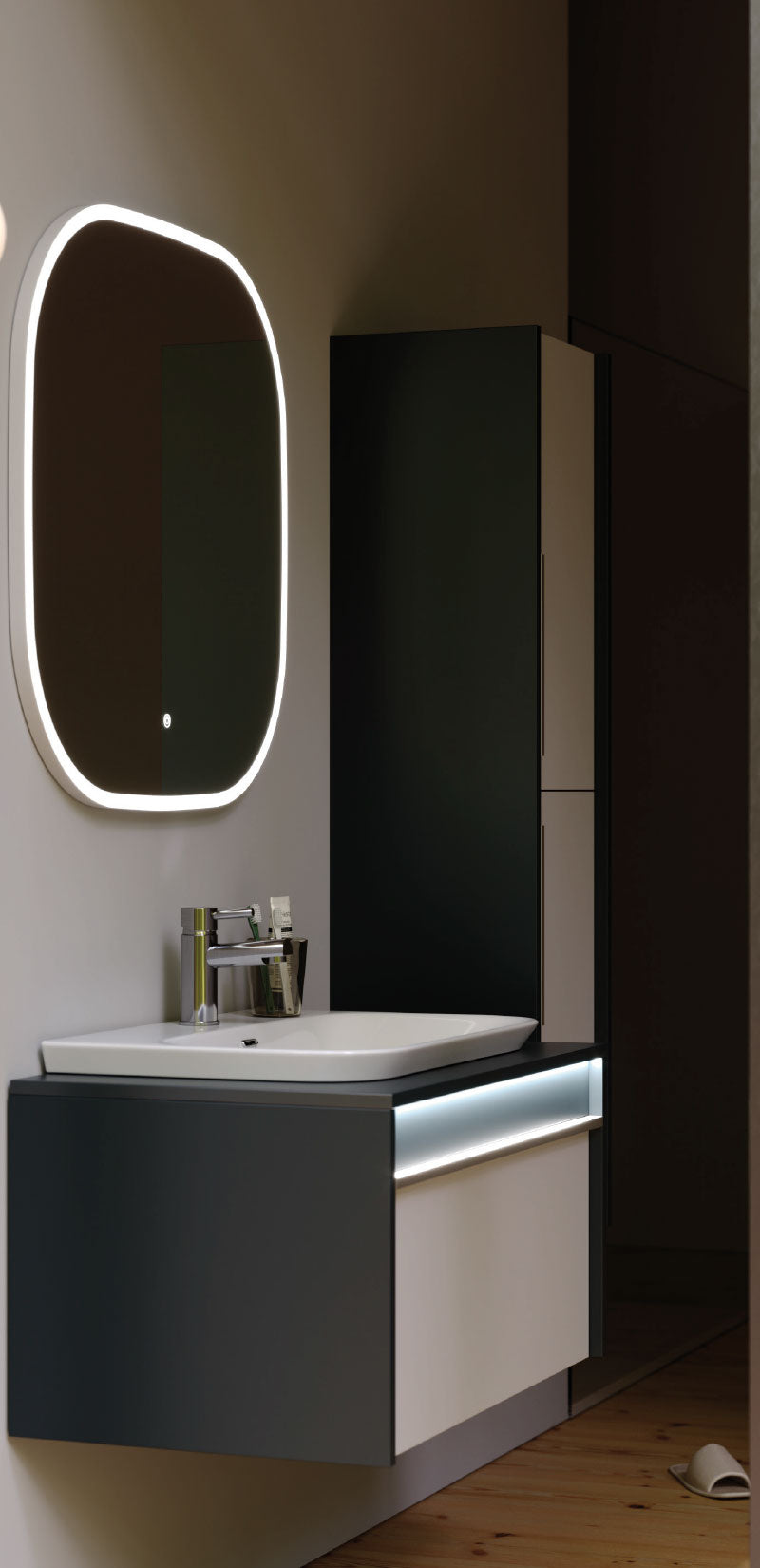 Royal Matt Antracite / Matt Silk Grey 60 cm Bathroom Cabinet Set