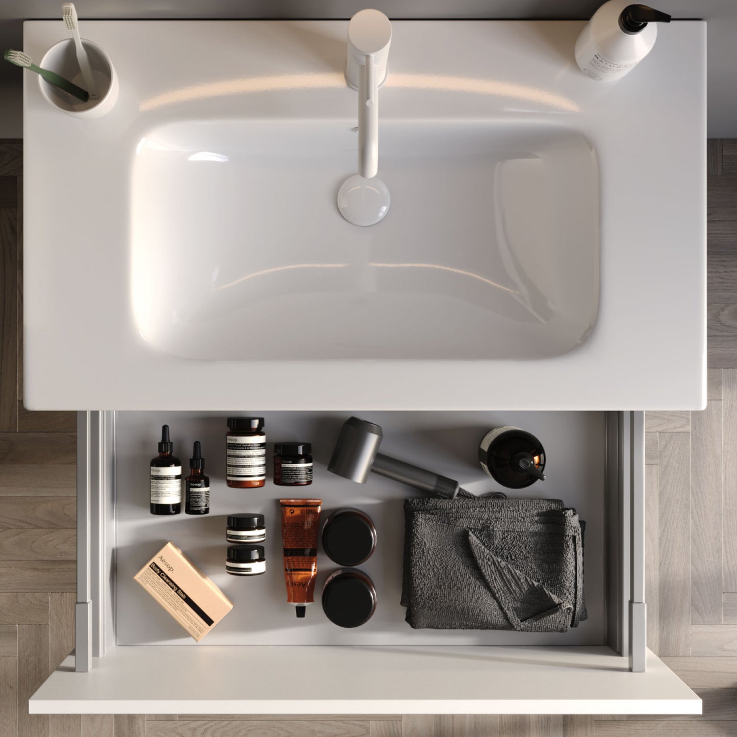 Lugo Matt White 80 cm Bathroom Cabinet Set