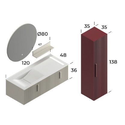 Bari Matt Silk Grey 100 cm Bathroom Cabinet Set