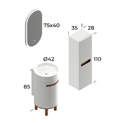 Masal Matt Antracite 42 cm Bathroom Cabinet Set