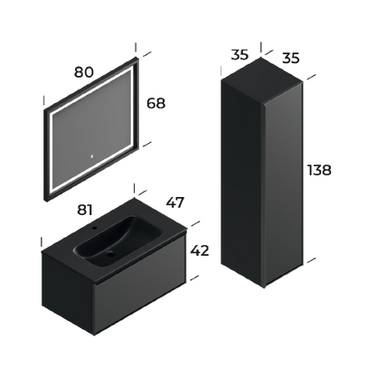 Fonte Black 100 cm Bathroom Cabinet Set