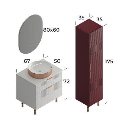 Fiore White 65 cm Bathroom Cabinet Set