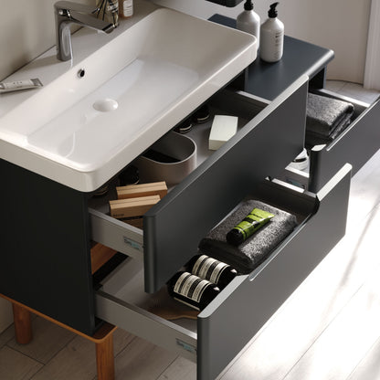 Masal Matt Antracite 130 Cm Bathroom Cabinet Set