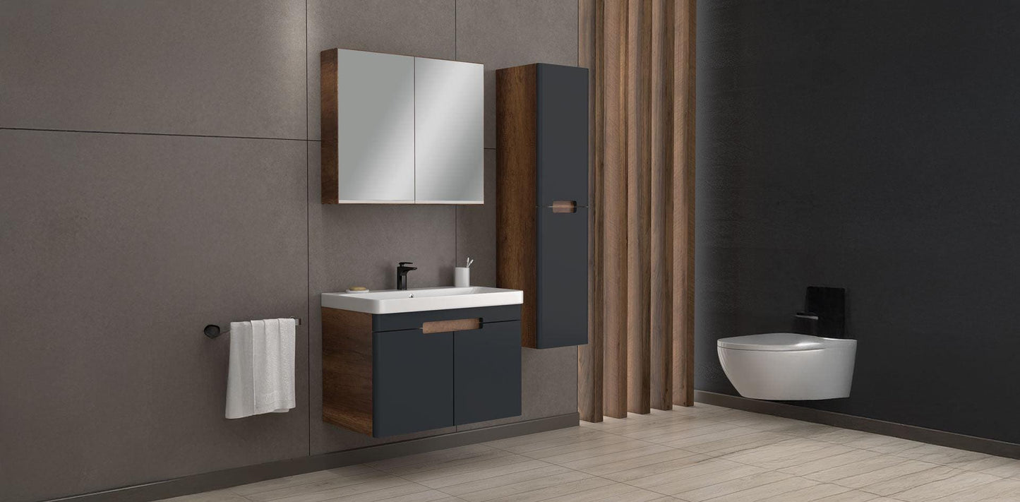 Trend 80 cm Baroque MDF / Matte Anthracite Bathroom Cabinet Set or Single Options - Ready to Install, Pre-Assembled, Wall Mounted