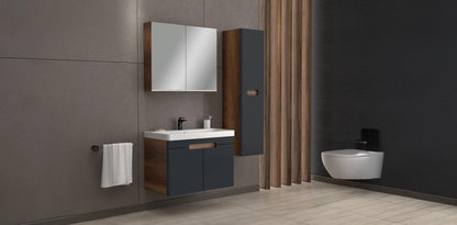 Trend 80 cm Baroque MDF / Matte Anthracite Bathroom Cabinet Set or Single Options - Ready to Install, Pre-Assembled, Wall Mounted