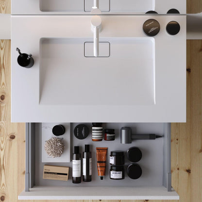Duru 80 cm Silk Gray Bathroom Cabinet Set or Single Options - Ready to Install, Pre-Assembled, Wall Mounted