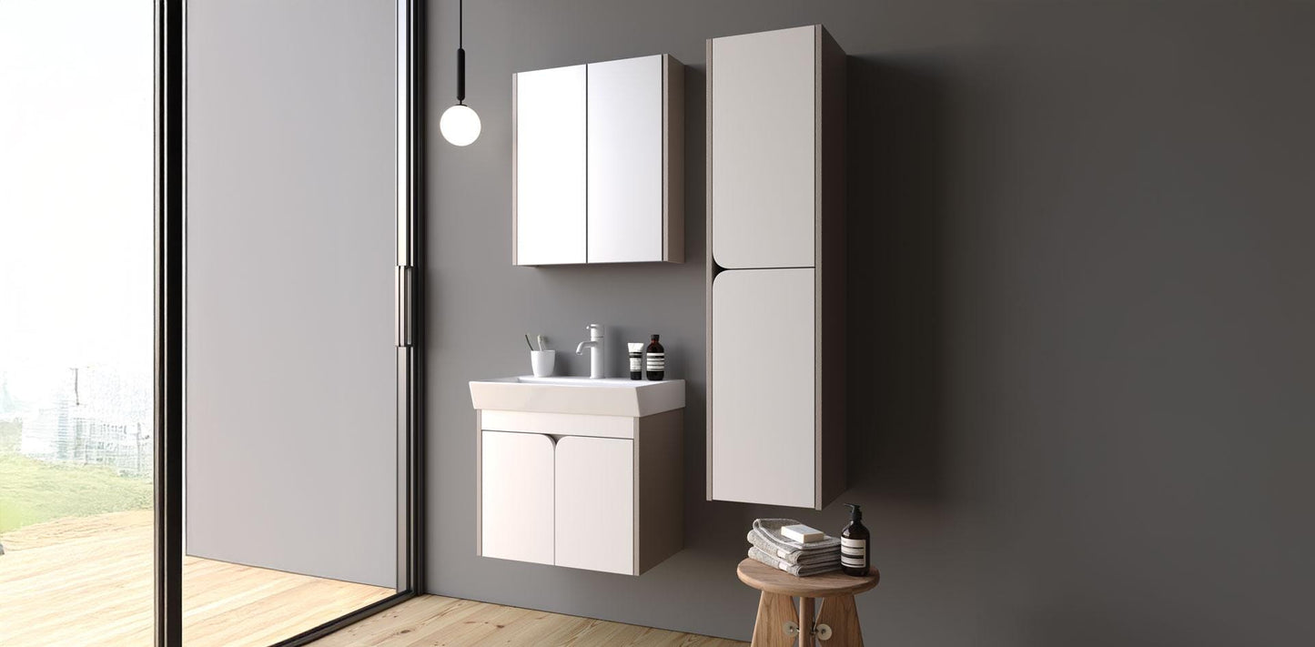 Miya 50cm Dafne MDF/Matt White Bathroom Cabinet Set or Single Options-  Ready to Install, Pre-Assembled, Wall Mounted