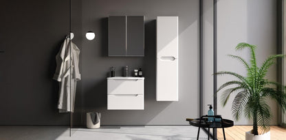 Perla 60 cm White Bathroom Cabinet Set or Single Options- Ready to Install, Pre-Assembled, Wall Mounted