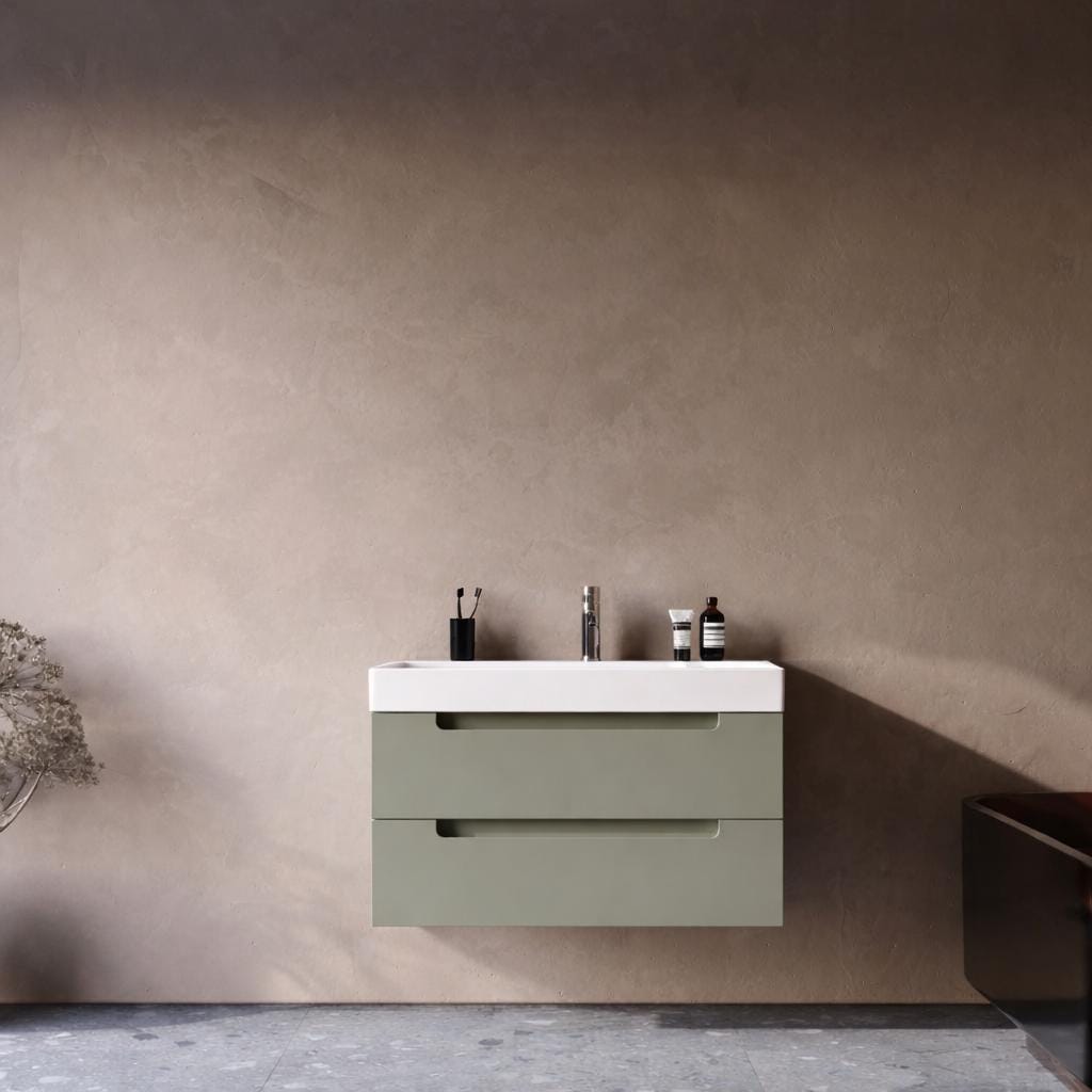 Maddox 85 cm Cement Gray Bathroom Cabinet Set or Single Options - Ready to Install, Pre-Assembled, Wall Mounted
