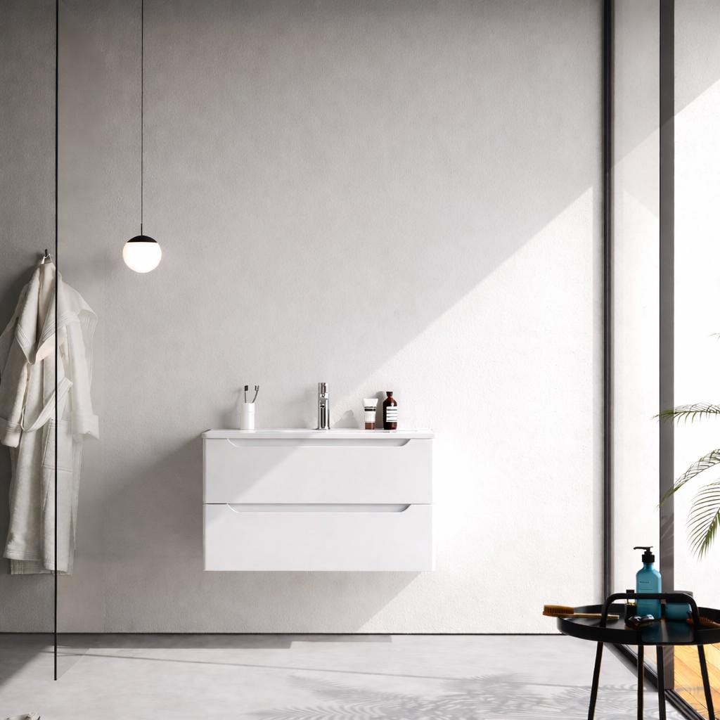 Perla 60 cm White Bathroom Cabinet Set or Single Options- Ready to Install, Pre-Assembled, Wall Mounted