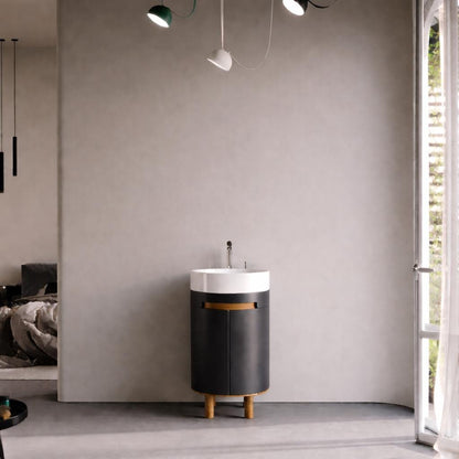 Masal 42 cm Black Bathroom Cabinet Set or Single Options - Ready to Install, Pre-Assembled, Wall Mounted