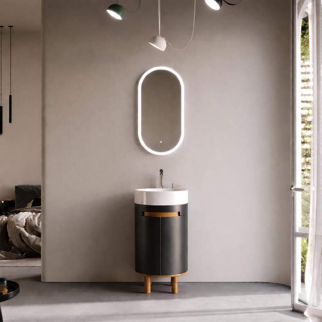 Masal 42 cm Black Bathroom Cabinet Set or Single Options - Ready to Install, Pre-Assembled, Wall Mounted