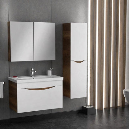 Smile 85cm Baroque MDF/Matte White Bathroom Cabinet Set or Single Options -  Ready to Install, Pre-Assembled, Wall Mounted